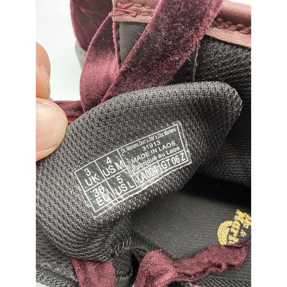 Dr. Doc Martens Boots Women\'s Juniors Size US 5 UK 3 Burgundy Velvet Punk main image 7